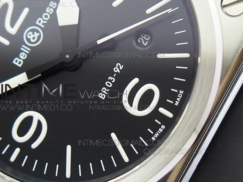 BR 03-92 SS Case V3 Black Dial 42.5mm on Rubber Strap MIYOTA 9015